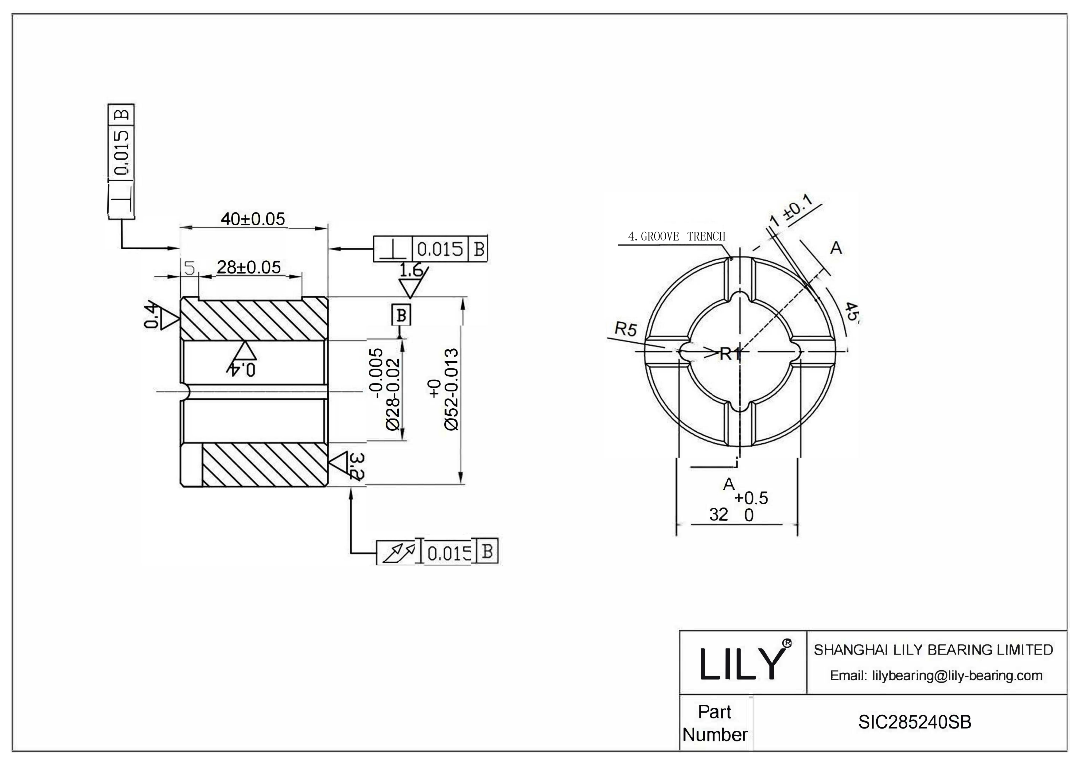 SIC285240SB Componentes de carburo de silicio (Sic) cad drawing